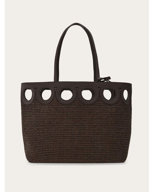 Ferragamo Black Gancini Outline Tote Bag (M)