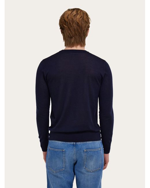 Ferragamo Blue Crew Neck Pullover for men
