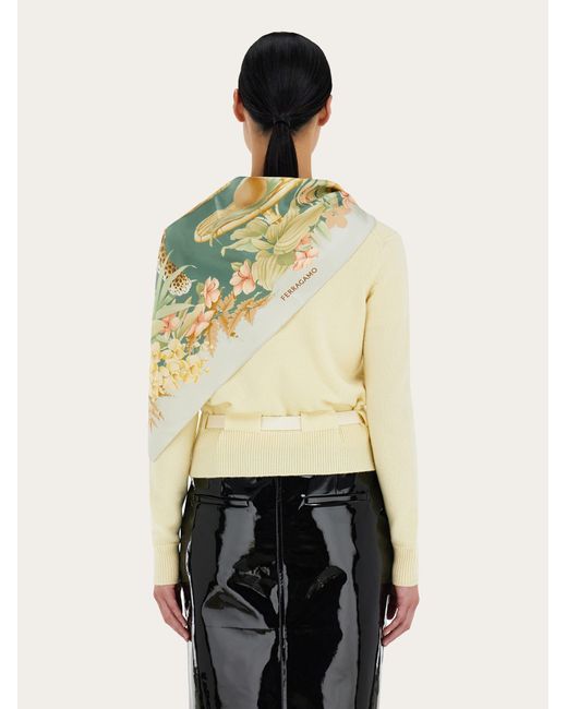 Ferragamo Yellow Jungle Print Silk Scarf