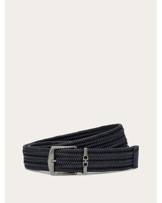 Ferragamo White Woven Belt for men