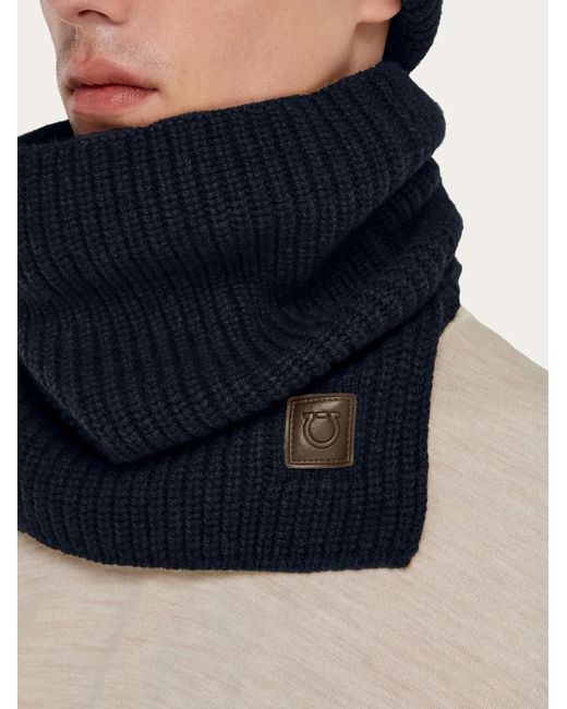 Ferragamo Blue Cashmere Blend Collar for men