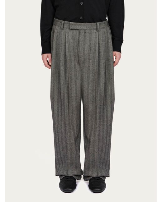 Ferragamo Black Chevron Tailored Trouser for men