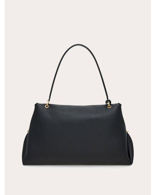 Ferragamo Black Gancini Handbag (L)