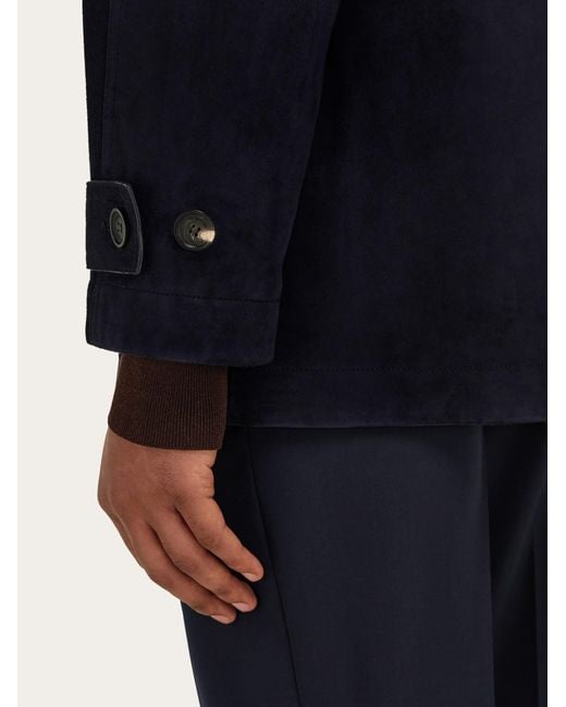 Ferragamo Blue Suede Blouson for men