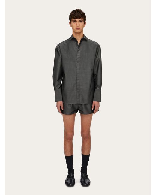 Ferragamo Gray Silk And Mohair Shirt for men