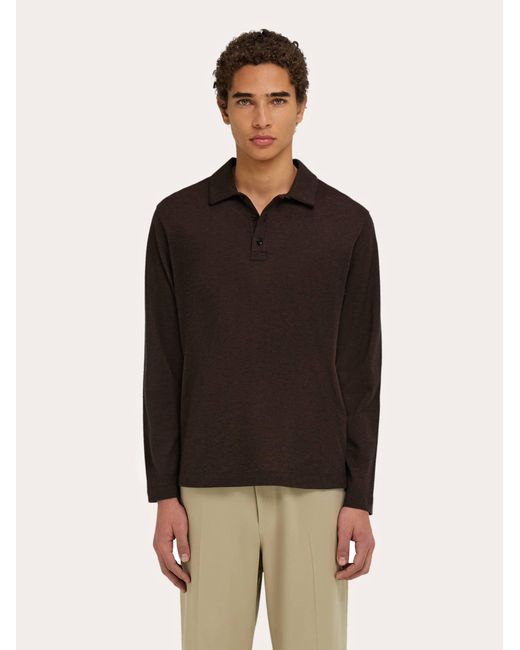 Uomo Polo A Manica Lunga di Ferragamo in Black da Uomo