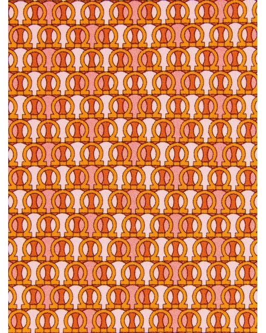 Hommes Cravate En Soie Imprimé Gancini Pois Ferragamo pour homme en coloris Orange