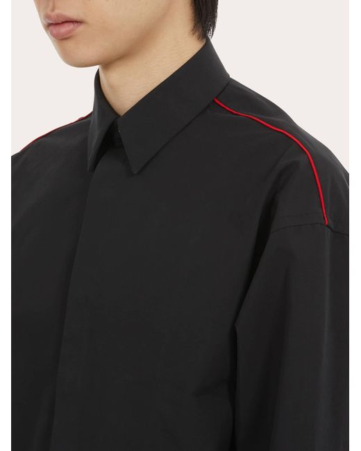 Ferragamo Black Sports Shirt With Contrasting Piping for men