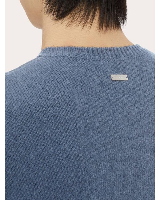 Ferragamo Blue Slim Fit Crew Neck Sweater for men