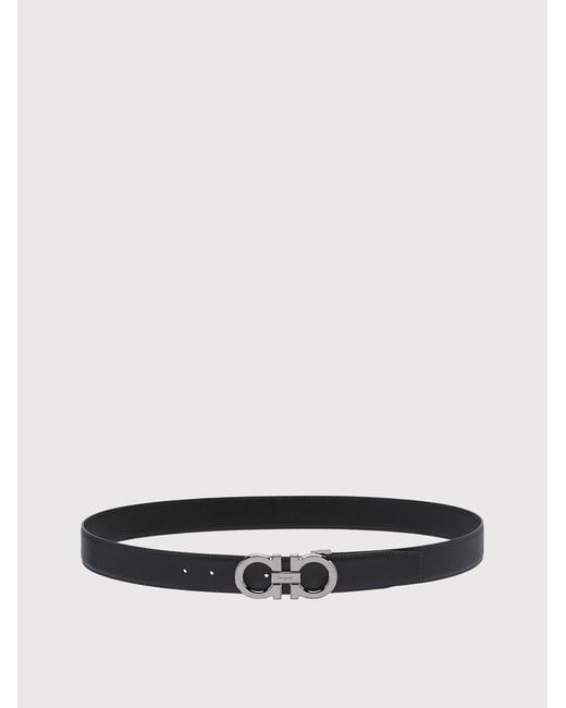 Ferragamo White Reversible And Adjustable Gancini Belt for men