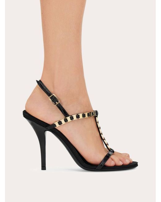 Ferragamo Natural Vara Chain T-Strap Sandal