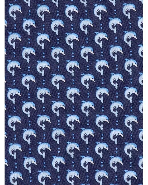 Ferragamo Herren Seidenkrawatte Mit Delfin-Print in Blue für Herren
