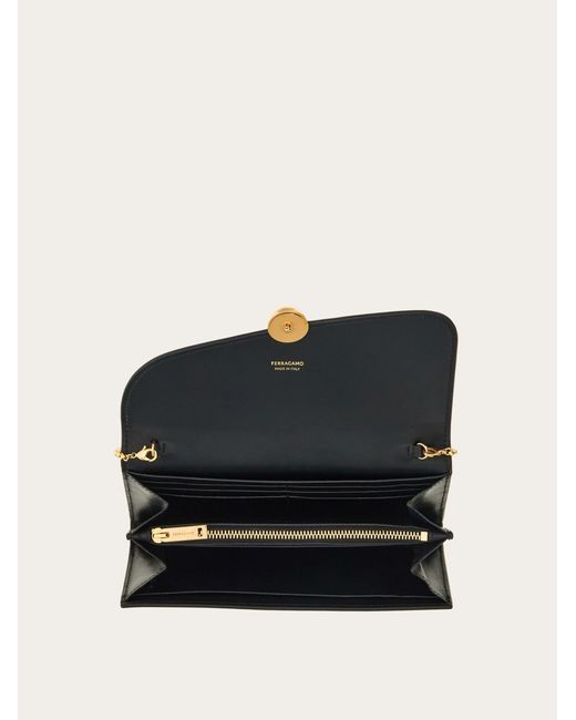 Ferragamo Black Asymmetrical Flap Wallet