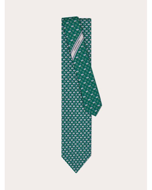 Ferragamo Green Elephant Print Silk Tie for men