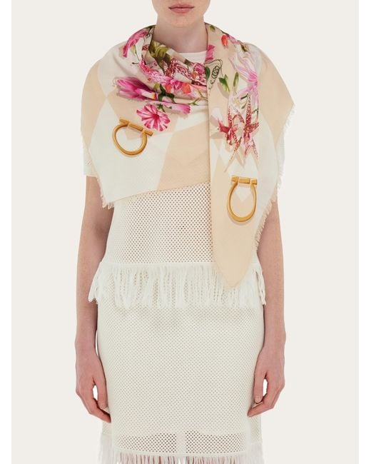 Ferragamo Pink Gaia Print Shawl