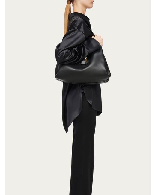 Ferragamo Black Mia Tote Bag (L)