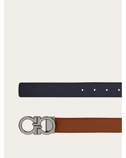 Ferragamo White Reversible And Adjustable Gancini Belt for men