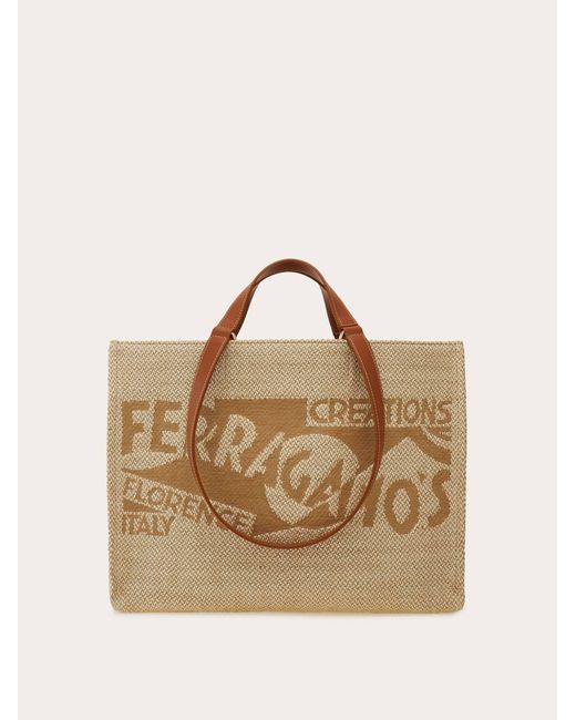 Ferragamo Natural Tote Bag With Logo (L)