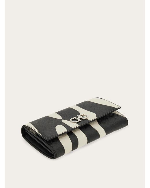 Ferragamo Black Gancini Wallet With Chain