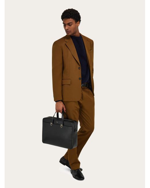 Ferragamo Black Gancini Briefcase for men