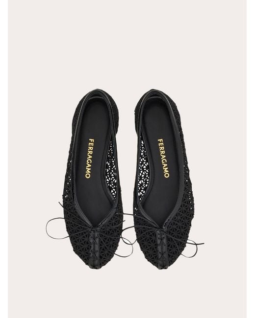 Ferragamo White Macramé Lace Ballet Flat .5