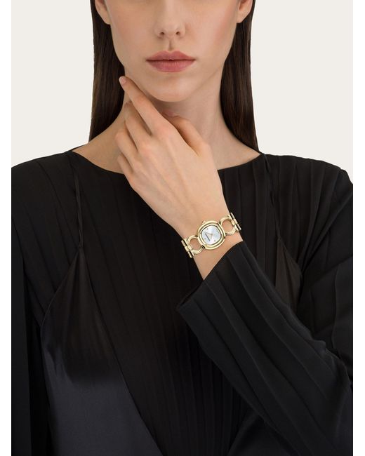 Donna Orologio Double Gancini di Ferragamo in White