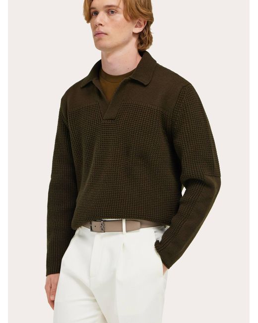 Ferragamo Natural Reversible And Adjustable Belt With Rectangular Buckle for men