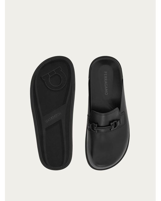 Ferragamo White Gancini Ornament Mule for men