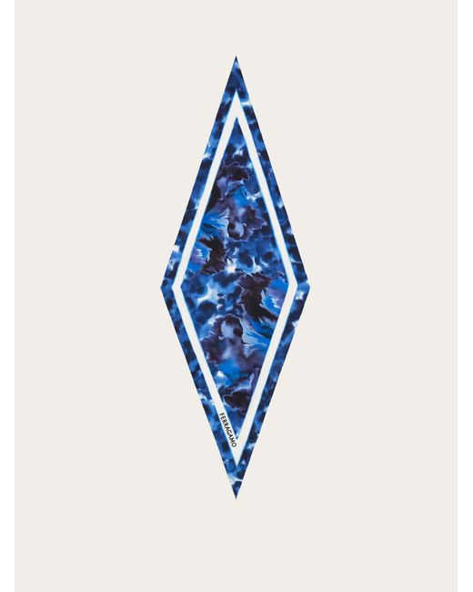 Ferragamo Blue Carnation Print Diamond Scarf