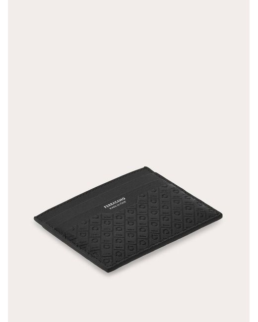 Ferragamo Black Monogram Credit Card Holder for men