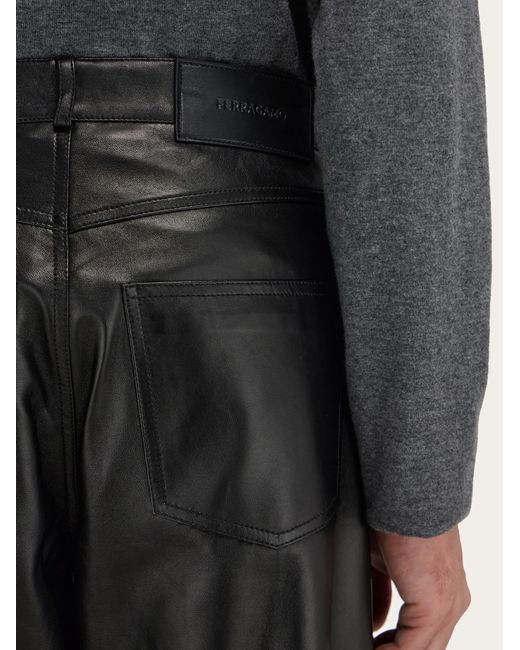 Ferragamo Black Five Pocket Nappa Trousers for men