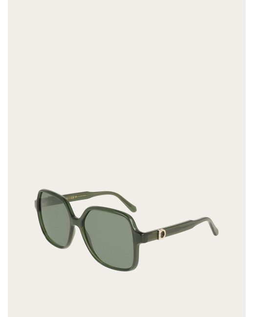 Ferragamo Green Square Frame Sunglasses