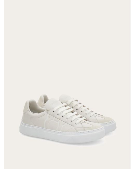 Ferragamo White Gancini Sneaker for men