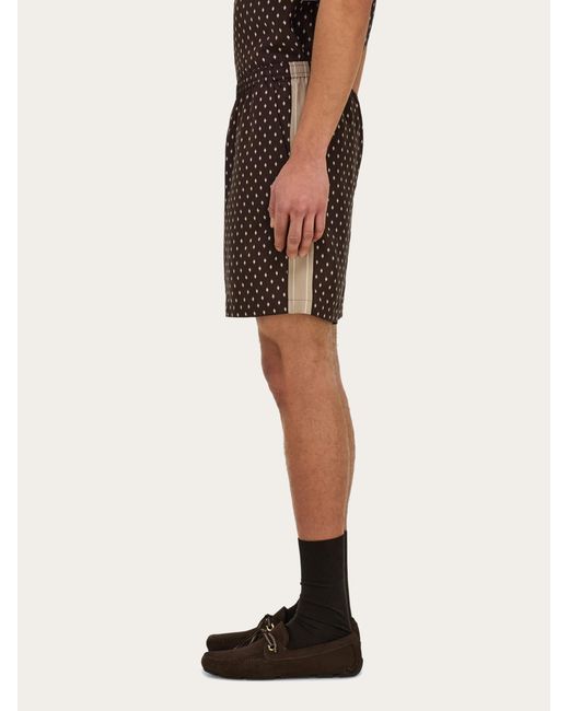 Ferragamo Brown Silk Bermuda Shorts for men
