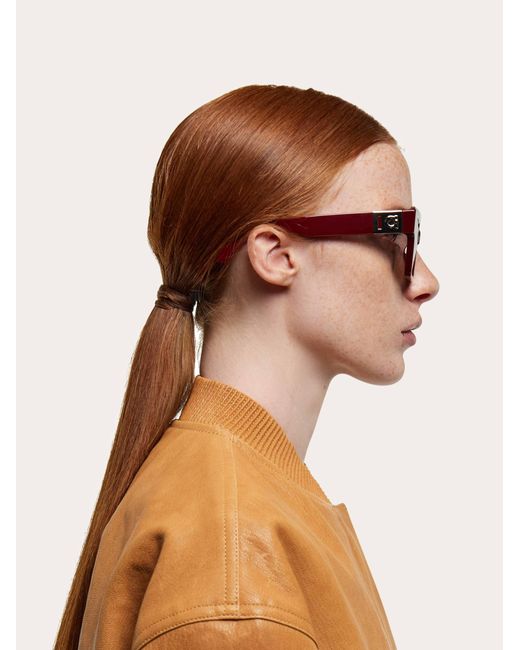 Ferragamo Pink Rectangular Frame Sunglasses