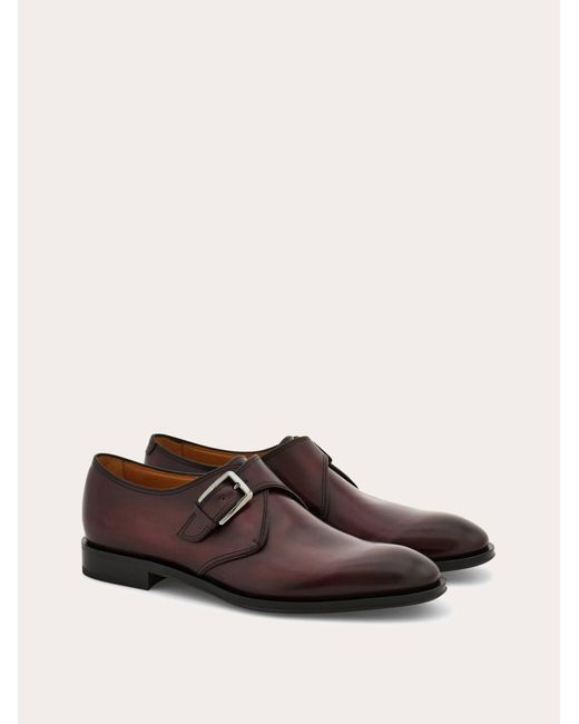 Ferragamo Red Single Monk Shoe .5 for men