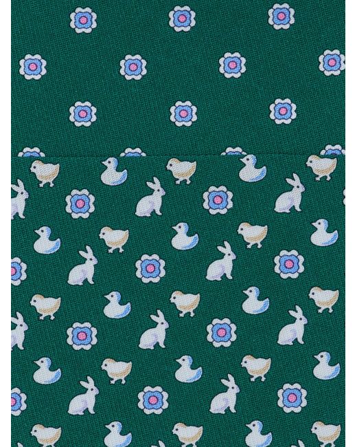 Ferragamo Green Charms Print Silk Tie for men