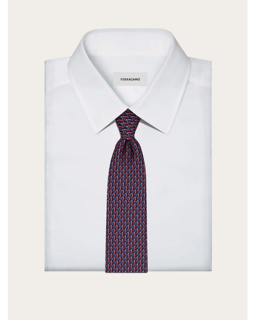 Ferragamo Purple Good Luck Print Silk Tie for men