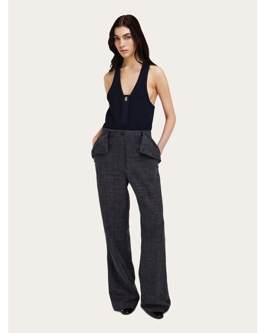 Ferragamo Blue Button Up Trouser
