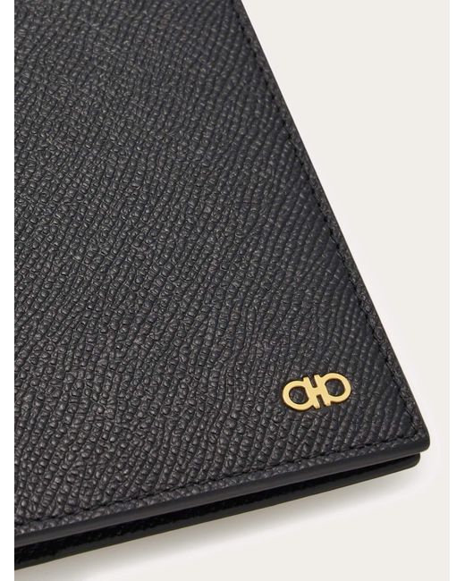 Ferragamo Black Gancini Passport Holder for men