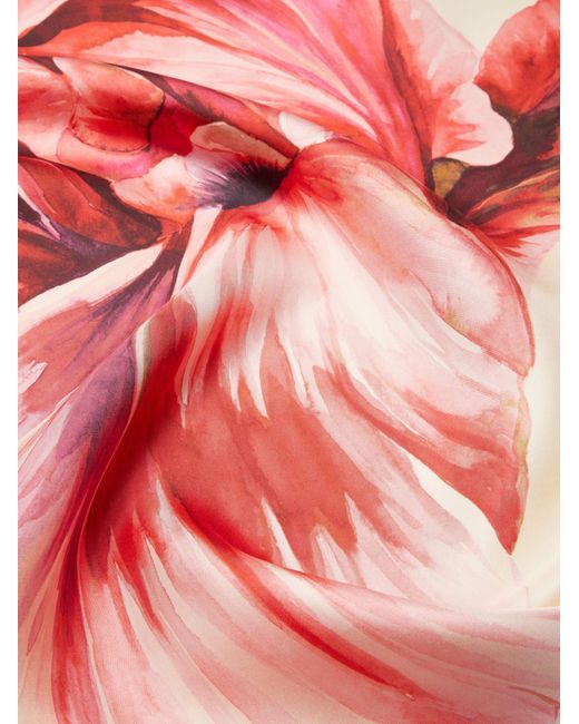 Iris print silk foulard Ferragamo en coloris Pink