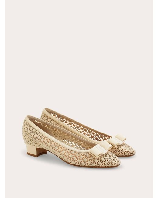 Ferragamo Natural Macramé Vara Bow Pump