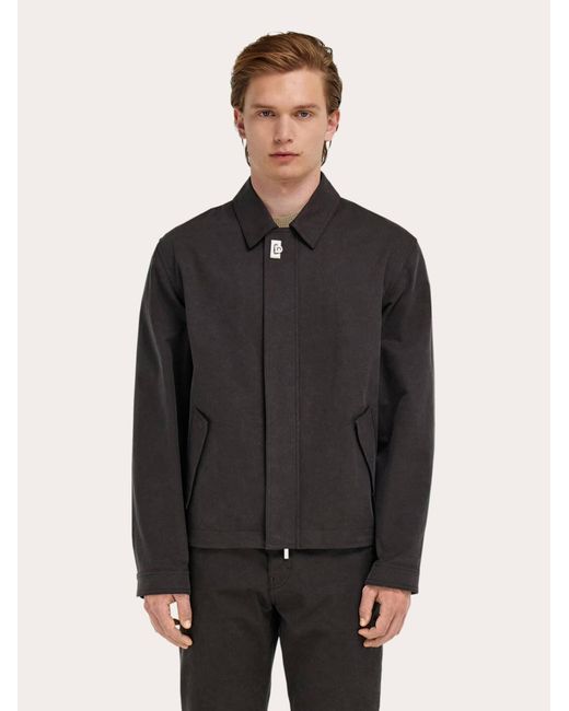 Ferragamo Black Washed Canvas Blouson for men