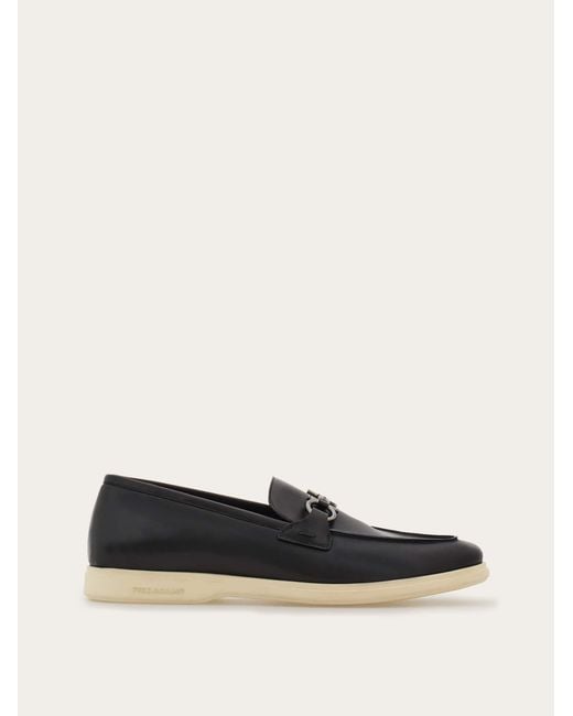 Ferragamo White Casual Loafer With Gancini Ornament for men