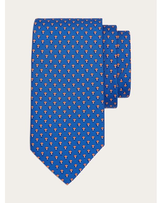 Ferragamo Blue Mushroom Print Silk Tie for men