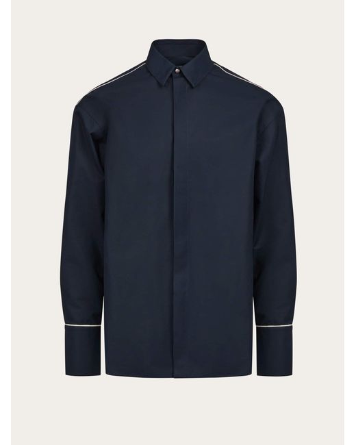 Ferragamo Blue Sports Shirt With Contrasting Piping for men