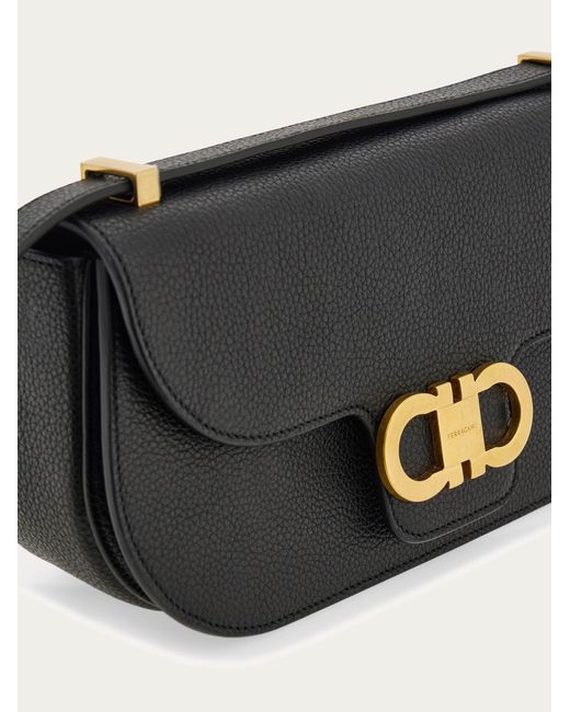 Ferragamo Black Double Gancini East-West Crossbody Bag