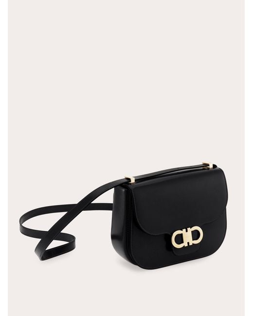 Ferragamo Black Double Gancini North-South Crossbody Bag