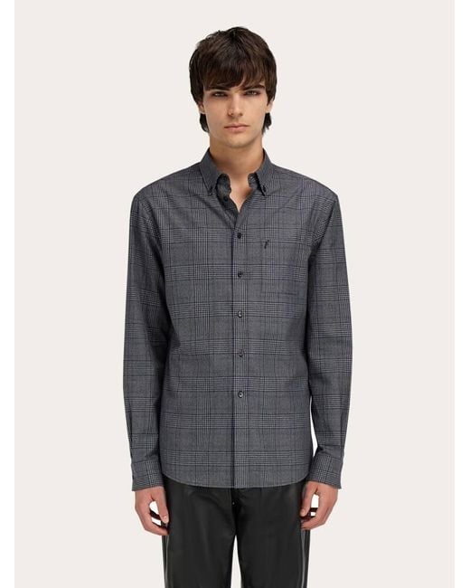 Uomo Camicia A Quadri di Ferragamo in Gray da Uomo