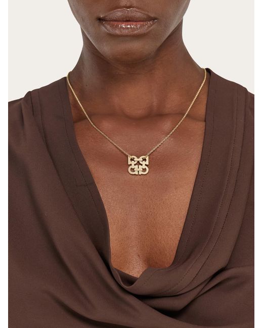Ferragamo Natural Four Gancini Pendant Necklace